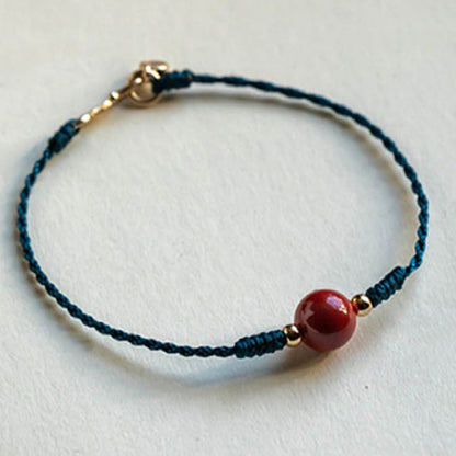 Mythstone Handmade String Cinnabar Buckle Blessing Bracelet