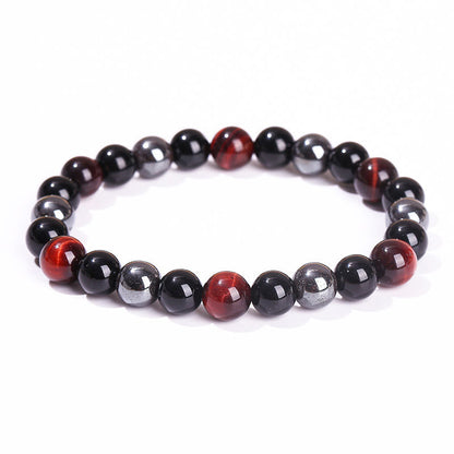 Mythstone Natural Tiger's Eye Obsidian Hematite Positive Powerful Bracelet