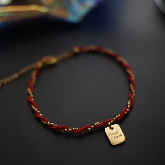 Mythstone Red String Gold Plated Copper Good Luck Strength Bracelet