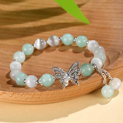 Mythstone Chrysoberyl Cat's Eye Chalcedony Butterfly Love Bracelet