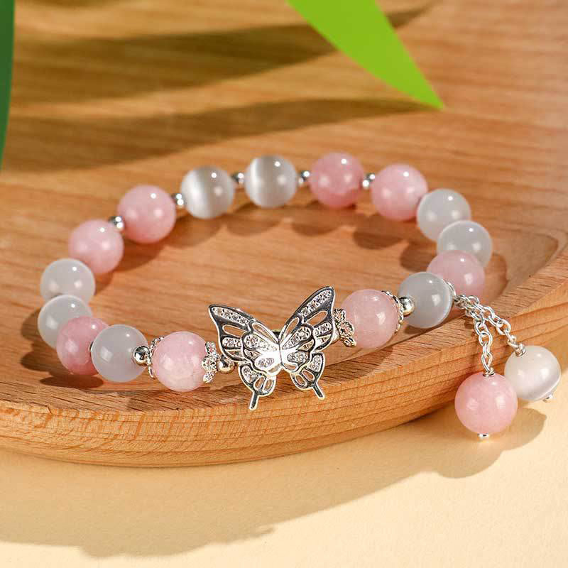 Mythstone Chrysoberyl Cat's Eye Chalcedony Butterfly Love Bracelet