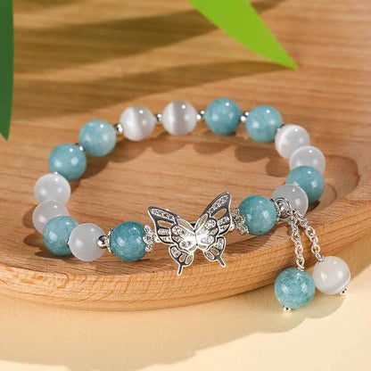 Mythstone Chrysoberyl Cat's Eye Chalcedony Butterfly Love Bracelet