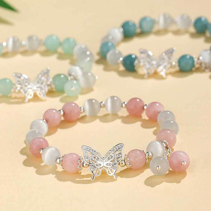 Mythstone Chrysoberyl Cat's Eye Chalcedony Butterfly Love Bracelet