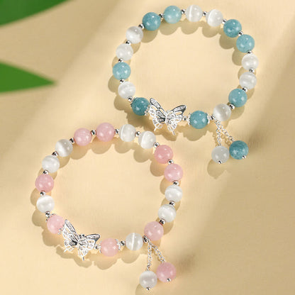 Mythstone Chrysoberyl Cat's Eye Chalcedony Butterfly Love Bracelet