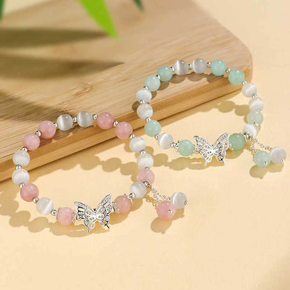 Mythstone Chrysoberyl Cat's Eye Chalcedony Butterfly Love Bracelet