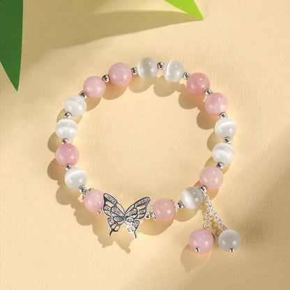 Mythstone Chrysoberyl Cat's Eye Chalcedony Butterfly Love Bracelet