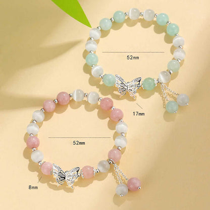 Mythstone Chrysoberyl Cat's Eye Chalcedony Butterfly Love Bracelet