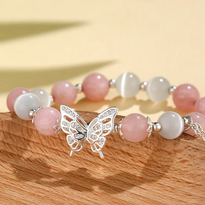 Mythstone Chrysoberyl Cat's Eye Chalcedony Butterfly Love Bracelet