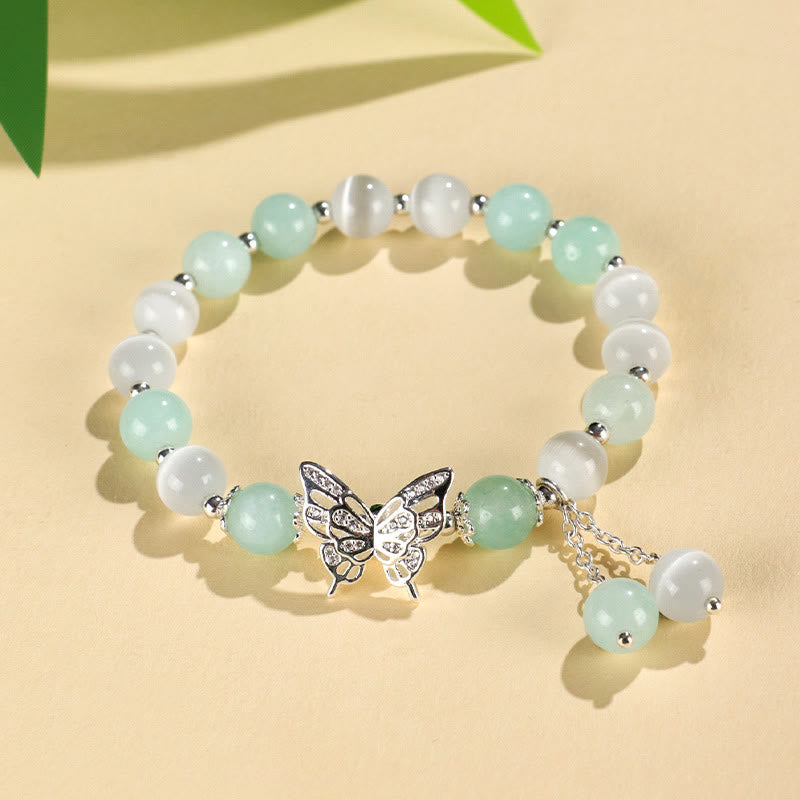 Mythstone Chrysoberyl Cat's Eye Chalcedony Butterfly Love Bracelet