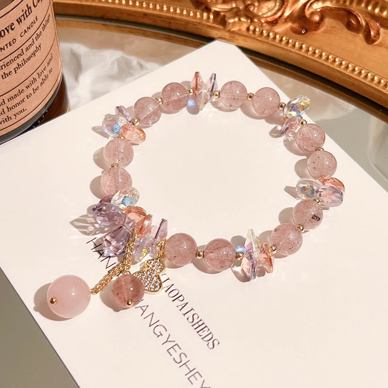 Mythstone Strawberry Quartz Crystal Gourd Positive Bracelet