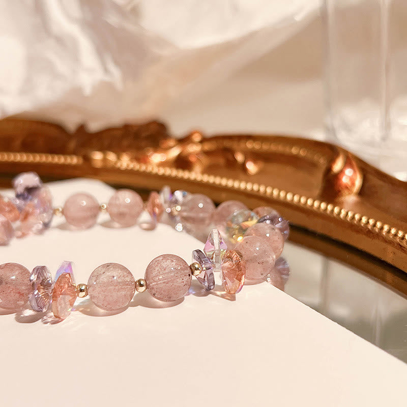 Mythstone Strawberry Quartz Crystal Gourd Positive Bracelet