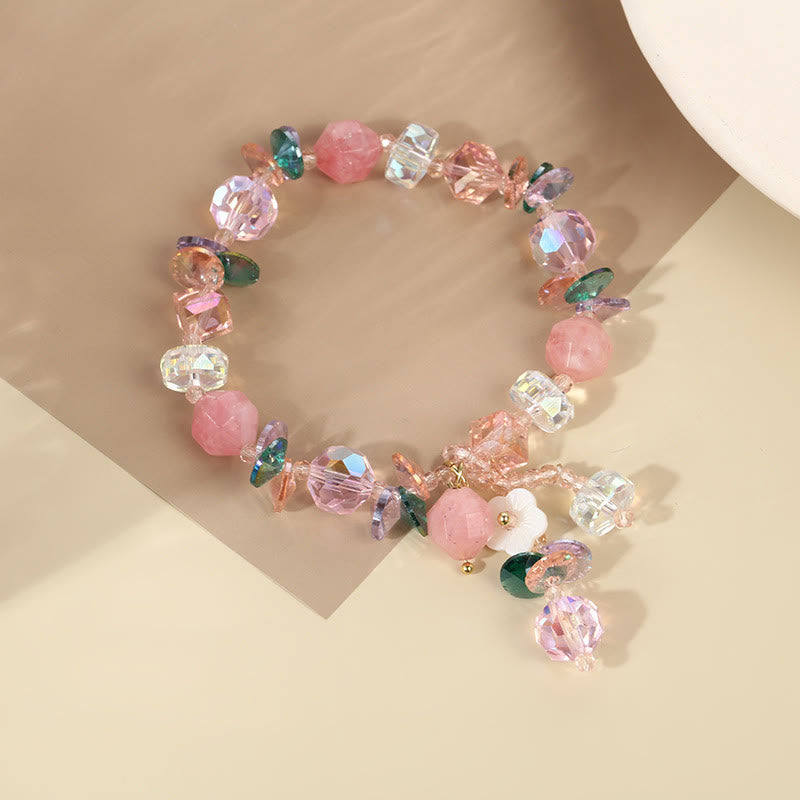 Mythstone Pink Crystal Green Crystal White Crystal Flower Warmth Bracelet