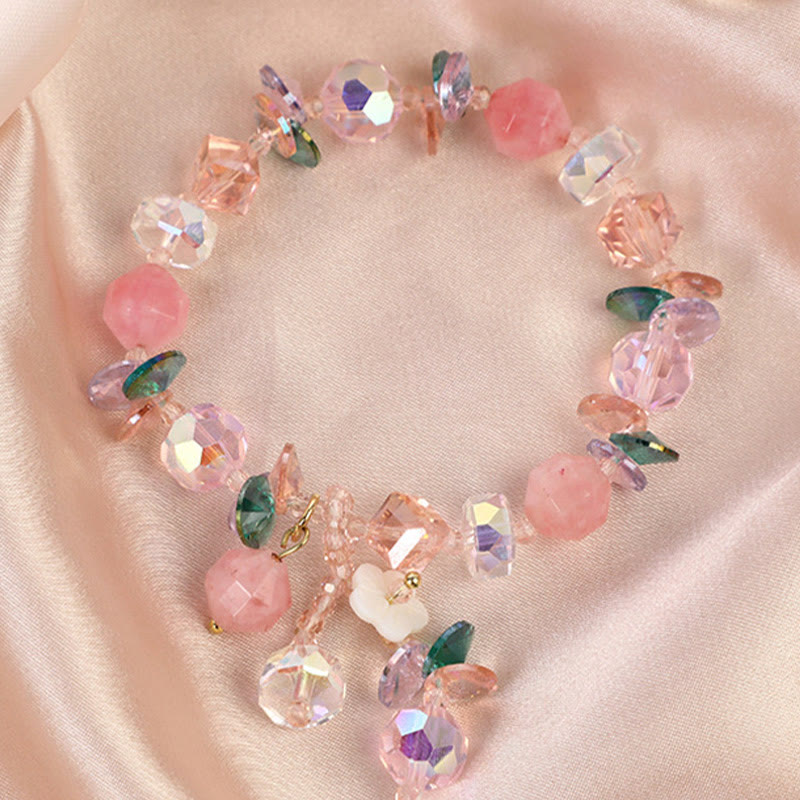 Mythstone Pink Crystal Green Crystal White Crystal Flower Warmth Bracelet