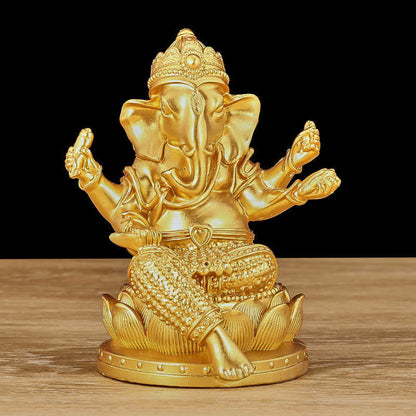 Mythstone Mini Small Ganesh Ganpati Elephant Meditation Statue Reflection Home Resin Decoration