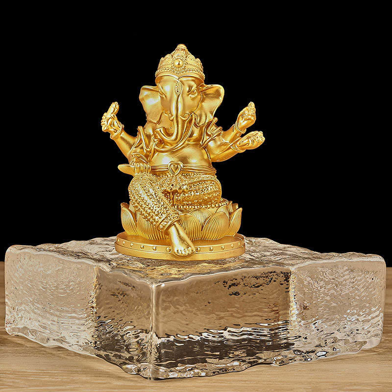 Mythstone Mini Small Ganesh Ganpati Elephant Meditation Statue Reflection Home Resin Decoration