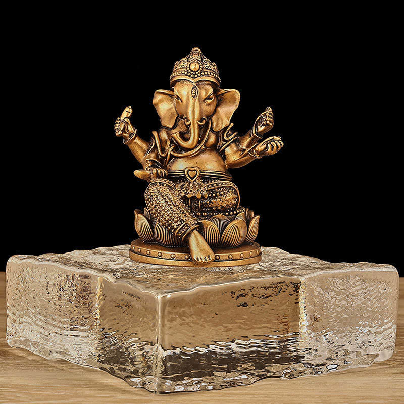 Mythstone Mini Small Ganesh Ganpati Elephant Meditation Statue Reflection Home Resin Decoration