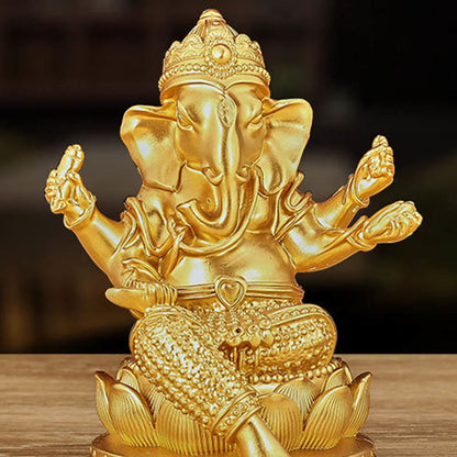 Mythstone Mini Small Ganesh Ganpati Elephant Meditation Statue Reflection Home Resin Decoration