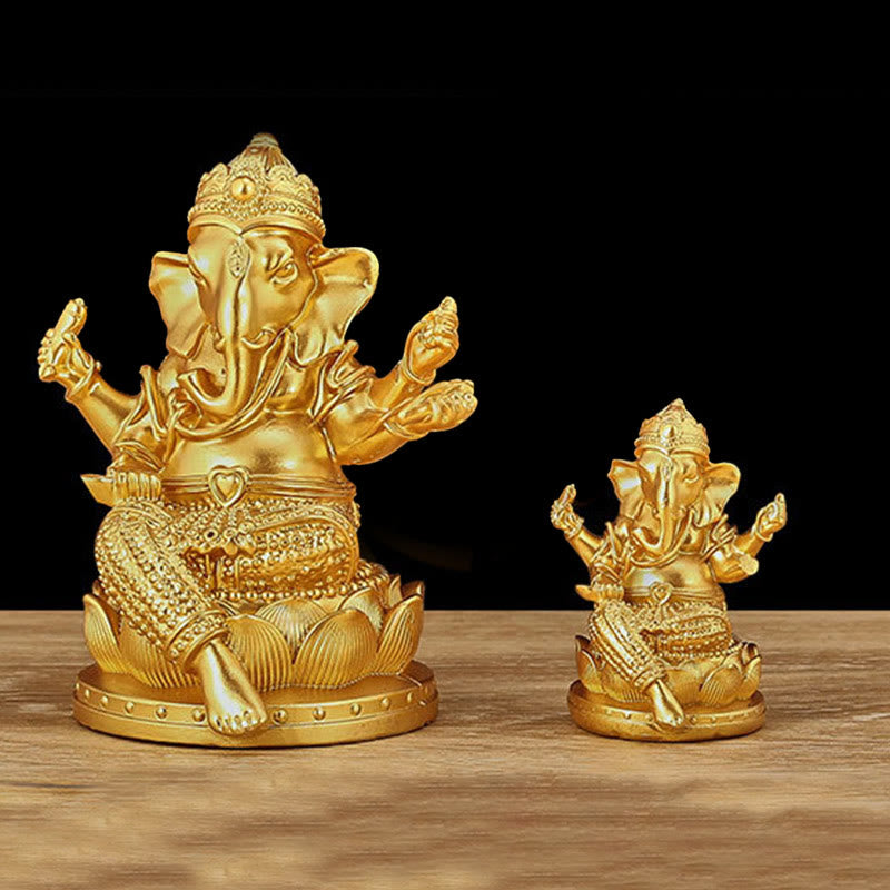 Mythstone Mini Small Ganesh Ganpati Elephant Meditation Statue Reflection Home Resin Decoration