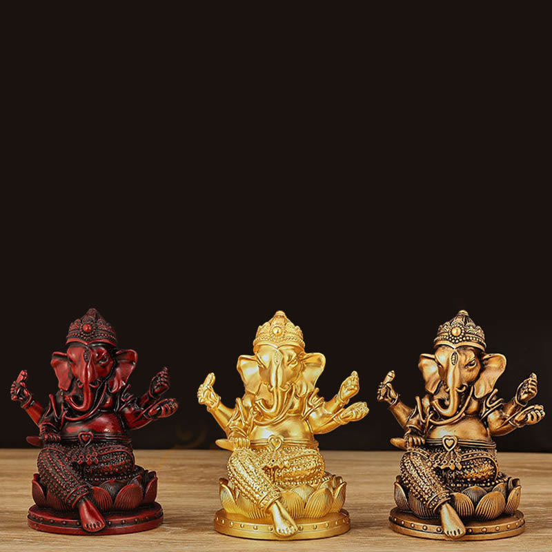 Mythstone Mini Small Ganesh Ganpati Elephant Meditation Statue Reflection Home Resin Decoration