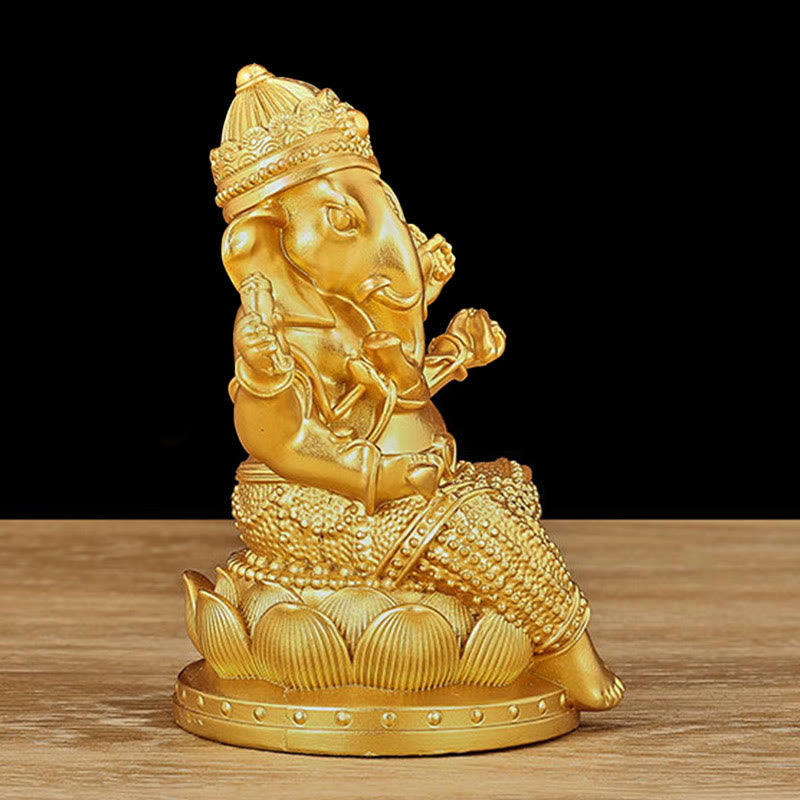 Mythstone Mini Small Ganesh Ganpati Elephant Meditation Statue Reflection Home Resin Decoration