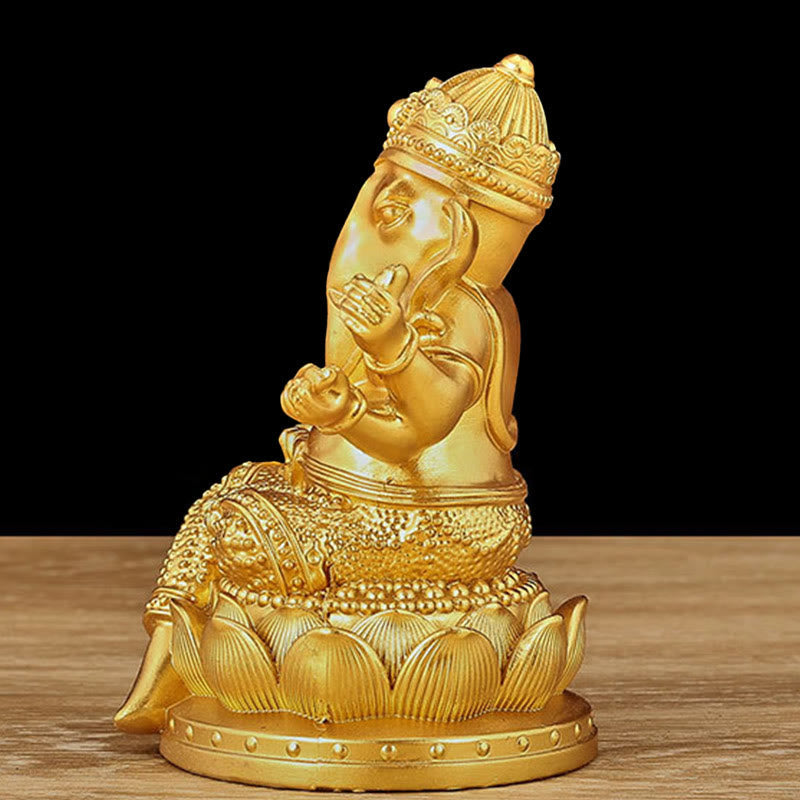 Mythstone Mini Small Ganesh Ganpati Elephant Meditation Statue Reflection Home Resin Decoration