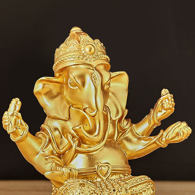 Mythstone Mini Small Ganesh Ganpati Elephant Meditation Statue Reflection Home Resin Decoration