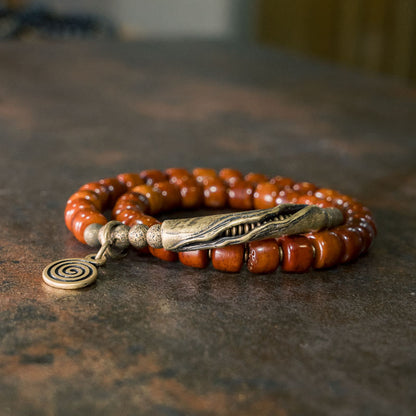 Mythstone Yak Bone Copper Double Wrap Balance Bracelet