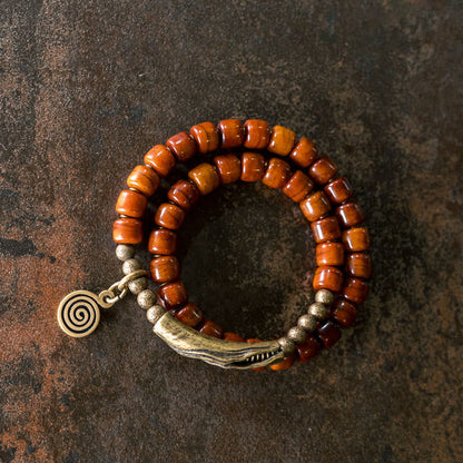 Mythstone Yak Bone Copper Double Wrap Balance Bracelet