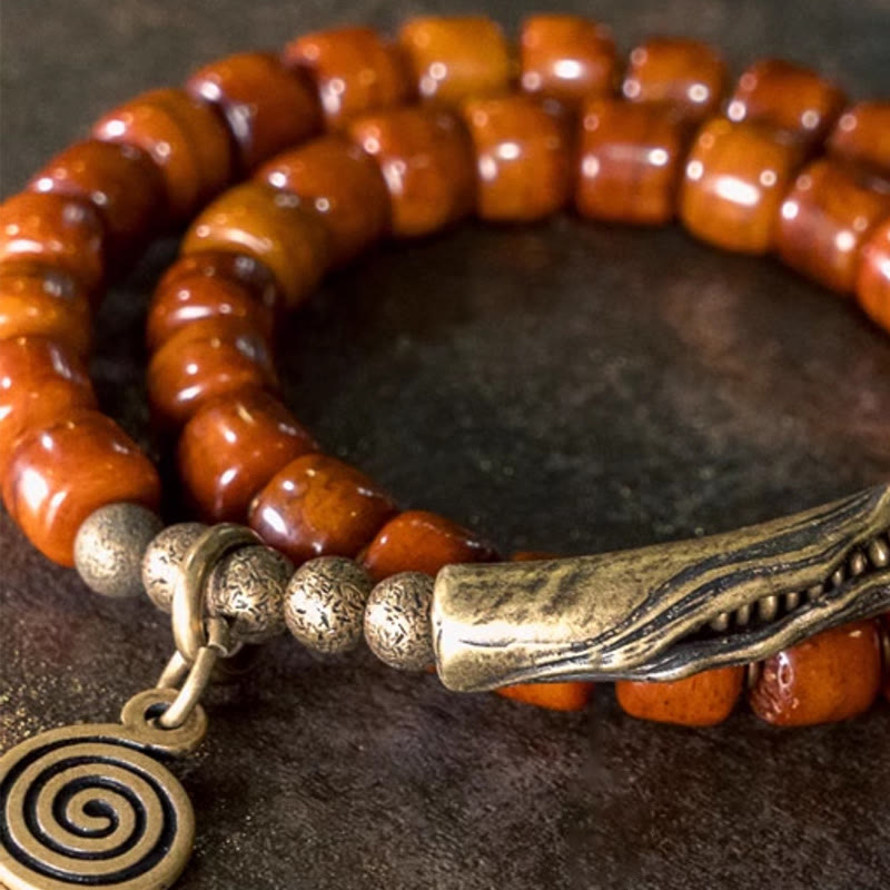 Mythstone Yak Bone Copper Double Wrap Balance Bracelet