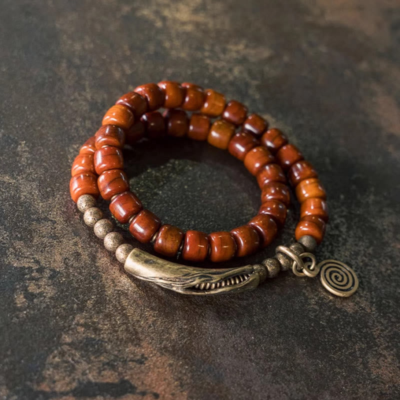 Mythstone Yak Bone Copper Double Wrap Balance Bracelet