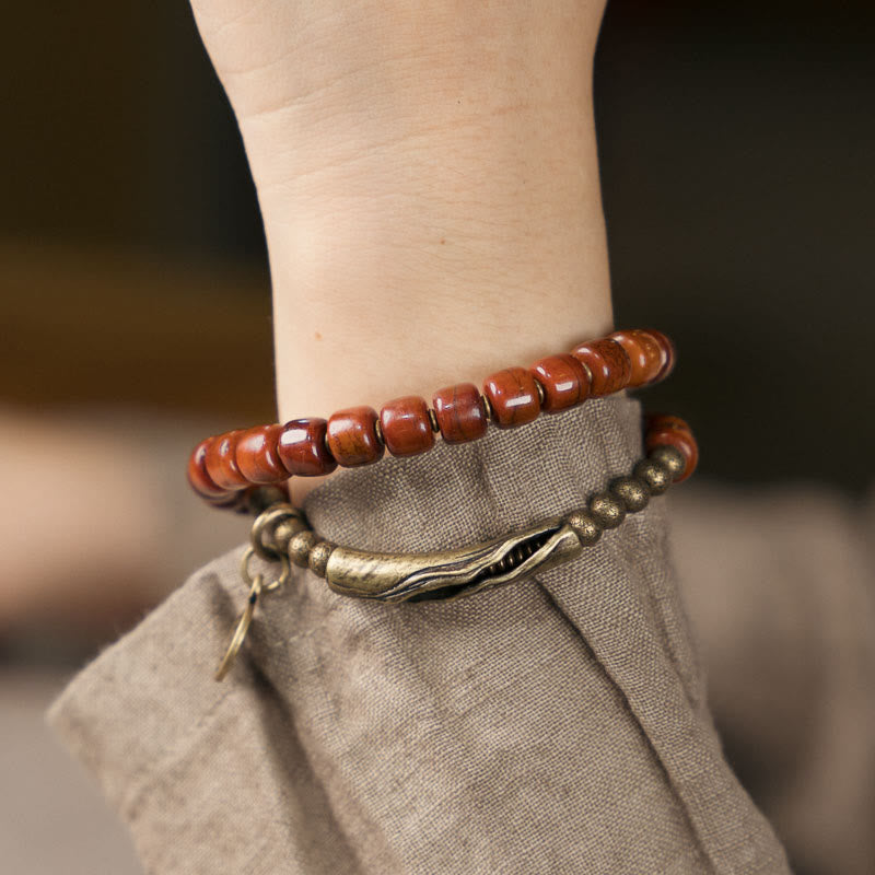 Mythstone Yak Bone Copper Double Wrap Balance Bracelet