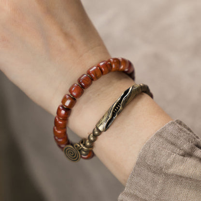 Mythstone Yak Bone Copper Double Wrap Balance Bracelet