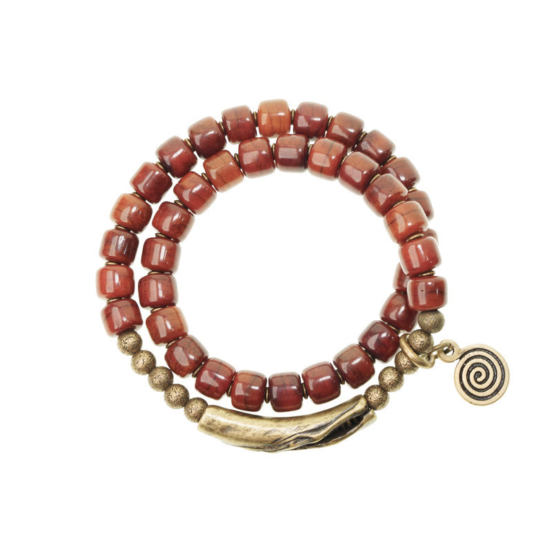 Mythstone Yak Bone Copper Double Wrap Balance Bracelet