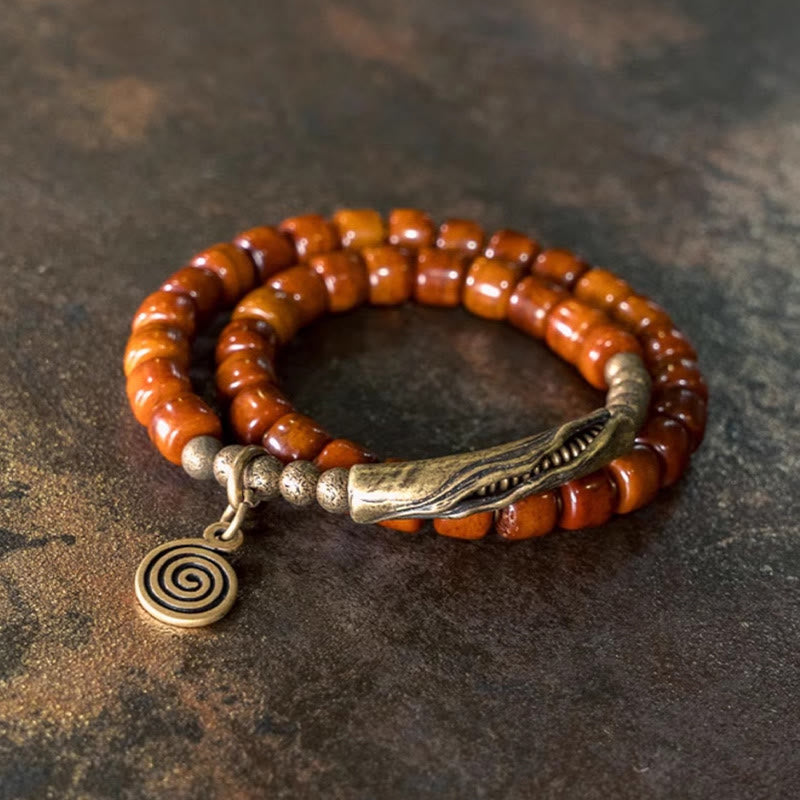 Mythstone Yak Bone Copper Double Wrap Balance Bracelet