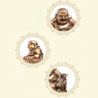 Mythstone Laughing Buddha Feng Shui Frog Toad Copper Coins Attract Wealth Resin Statue Home Decoration