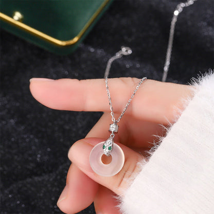 Mythstone 999 Sterling Silver Chalcedony Peace Buckle Year Of The Snake Healing Necklace Pendant