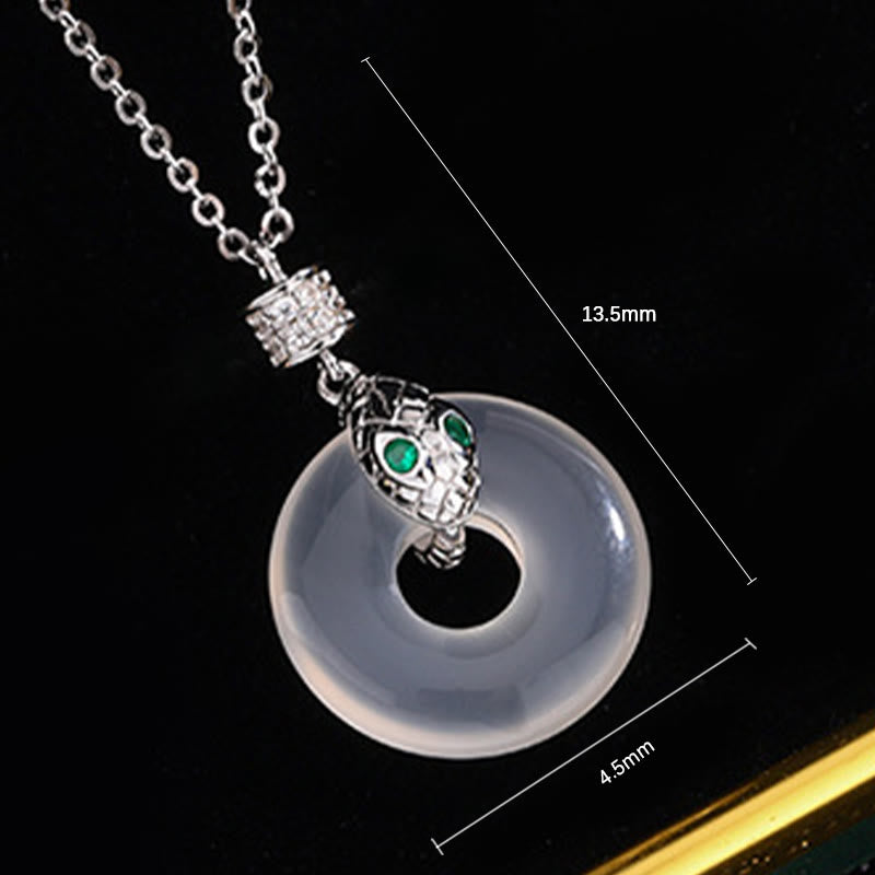 Mythstone 999 Sterling Silver Chalcedony Peace Buckle Year Of The Snake Healing Necklace Pendant