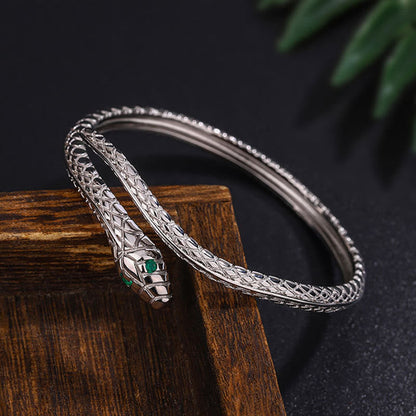 Mythstone 999 Sterling Silver Snake Shape Year Of The Snake Blessing Bracelet