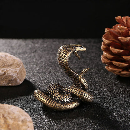 Mythstone Mini Small Year of the Snake Cobra Brass Copper Home Decoration