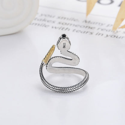 Mythstone 925 Sterling Silver Year Of The Snake Calm Balance Djustable Ring