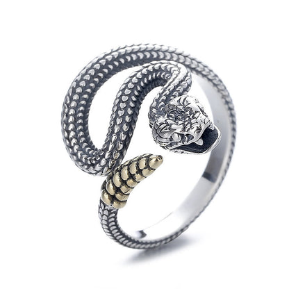 Mythstone 925 Sterling Silver Year Of The Snake Calm Balance Djustable Ring