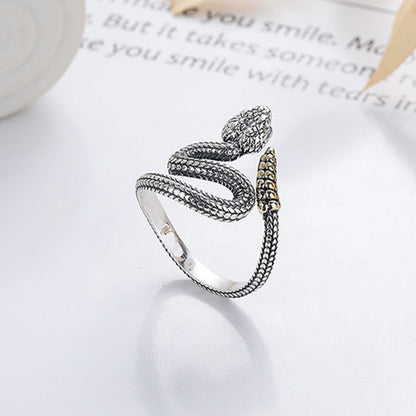 Mythstone 925 Sterling Silver Year Of The Snake Calm Balance Djustable Ring