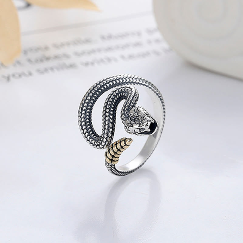 Mythstone 925 Sterling Silver Year Of The Snake Calm Balance Djustable Ring