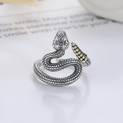 Mythstone 925 Sterling Silver Year Of The Snake Calm Balance Djustable Ring