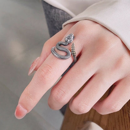 Mythstone 925 Sterling Silver Year Of The Snake Calm Balance Djustable Ring