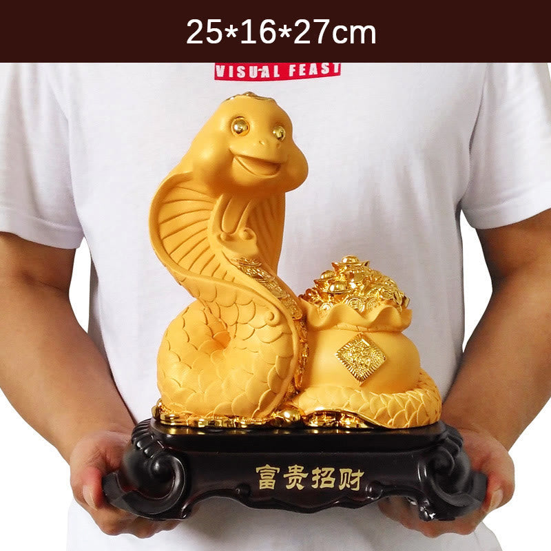 Mythstone Year Of The Snake Fu Character Treasure Bowl Ingots Gather Wealth Resin Home Statue Decoration