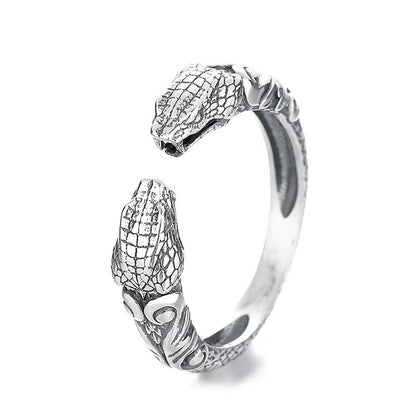 Mythstone 925 Sterling Silver Year Of The Snake Calm Adjustable Two-headed Snake Open Ring