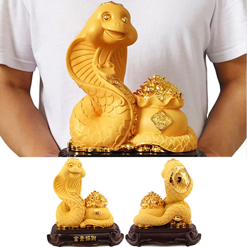 Mythstone Year Of The Snake Fu Character Treasure Bowl Ingots Gather Wealth Resin Home Statue Decoration