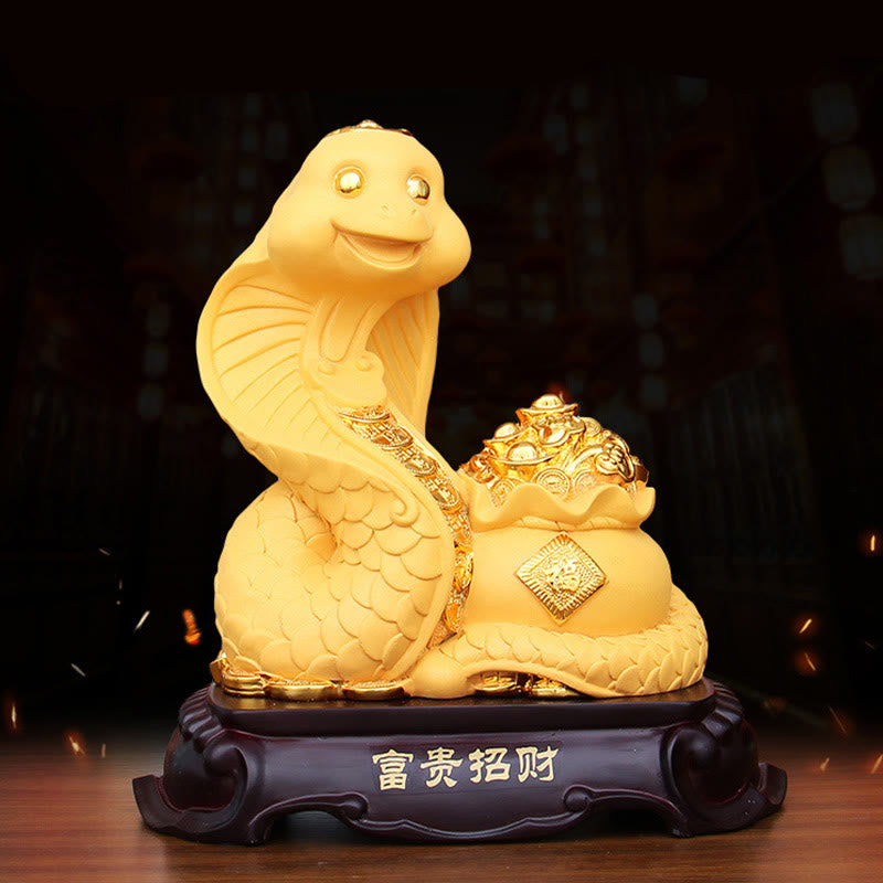 Mythstone Year Of The Snake Fu Character Treasure Bowl Ingots Gather Wealth Resin Home Statue Decoration