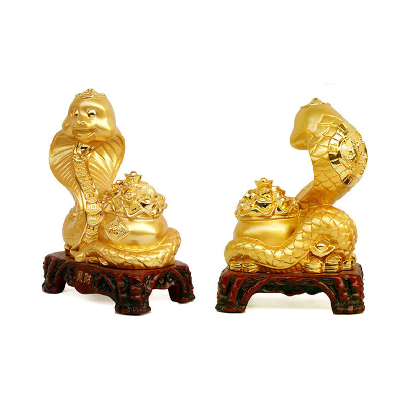 Mythstone Year Of The Snake Fu Character Treasure Bowl Ingots Gather Wealth Resin Home Statue Decoration